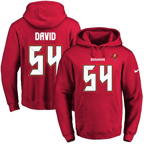 Nike Buccaneers #54 Lavonte David Red Name & Number Pullover NFL Hoodie - Click Image to Close